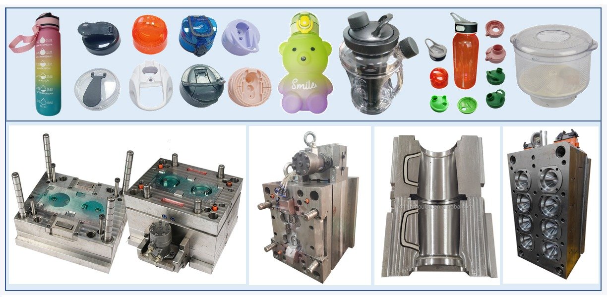 Products 4 Plastic bottle cap, water cup container mold making, injection molding, multi-color, electroplating