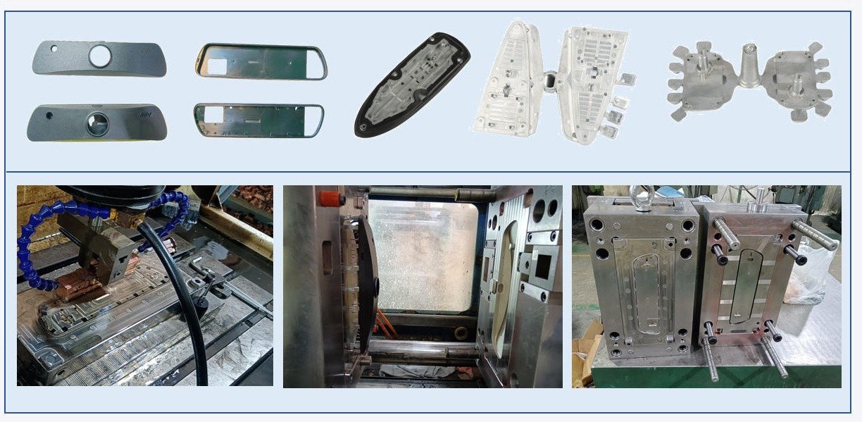 Products 2 Car reversing mirror, plastic injection molding, die-casting molds for zinc alloy parts, etc